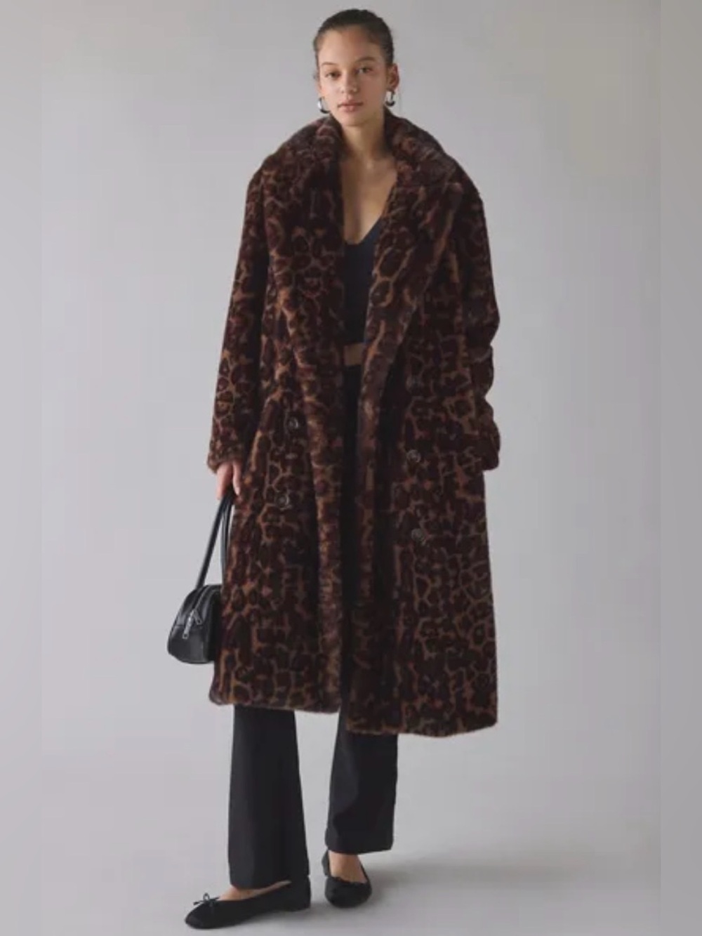 Urban Outfitters Leopard Faux Fur Longline Coat Size XL